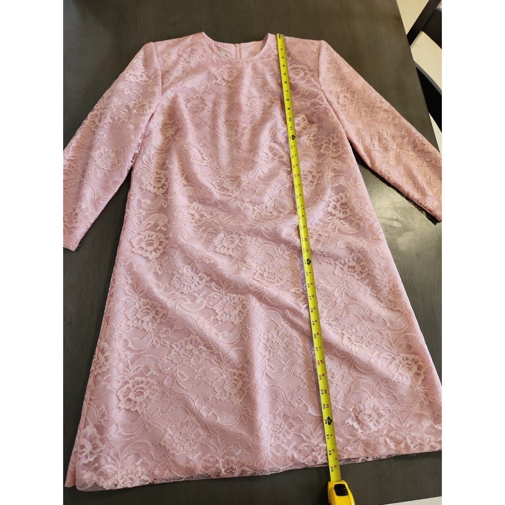 Vintage New Looks California Trendy Pink Lace Tonal Shift Dress Size 14P Floral - Picture 9 of 16